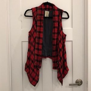 Anthropologie Elevenses Red Plaid Vest